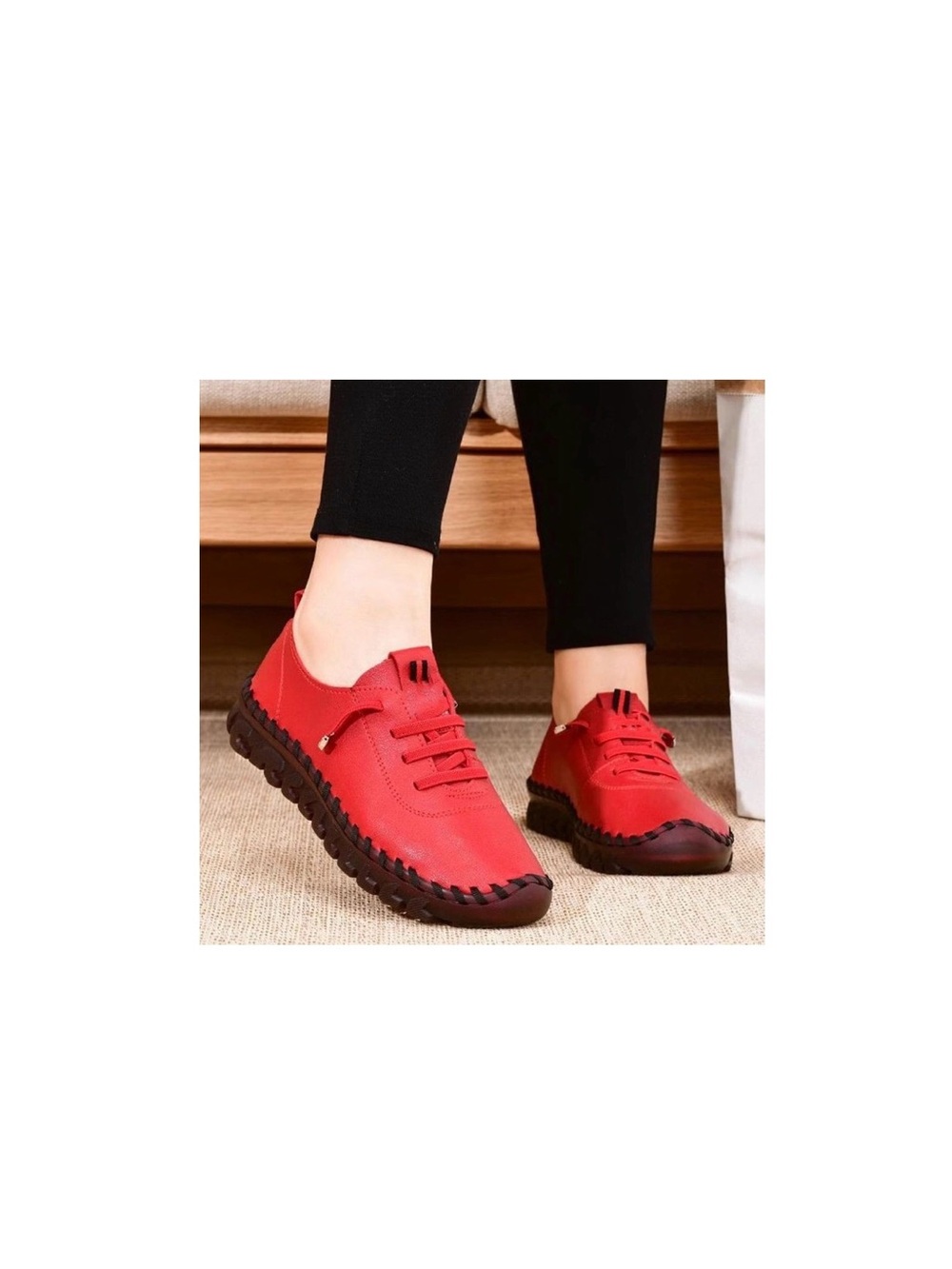 ComfortFit Women's Red Casual Lace-Up Shoes